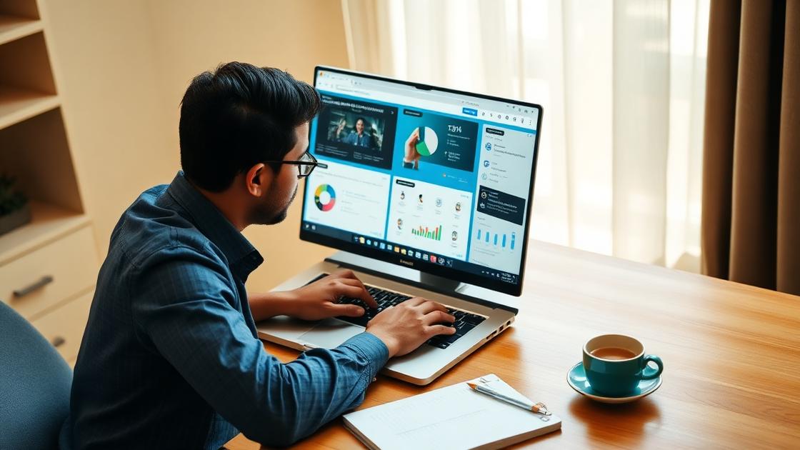 Professional using AI productivity tools on a laptop