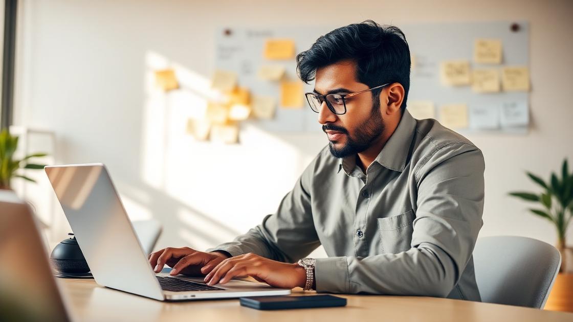 Professional collaborating with AI tools on a laptop