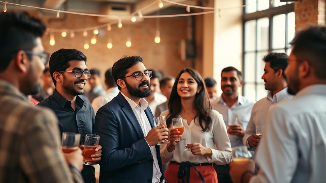Professionals mingling at a networking event
