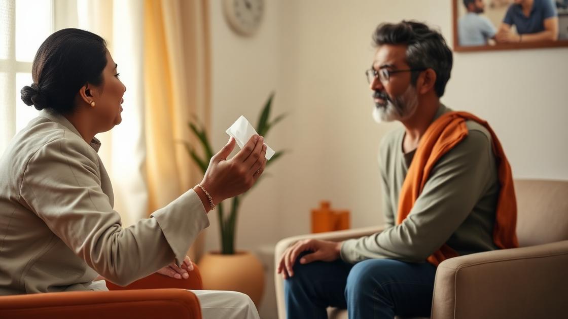 Counselor offering compassionate support to a client