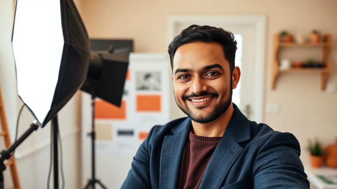 Professional taking a confident branded headshot