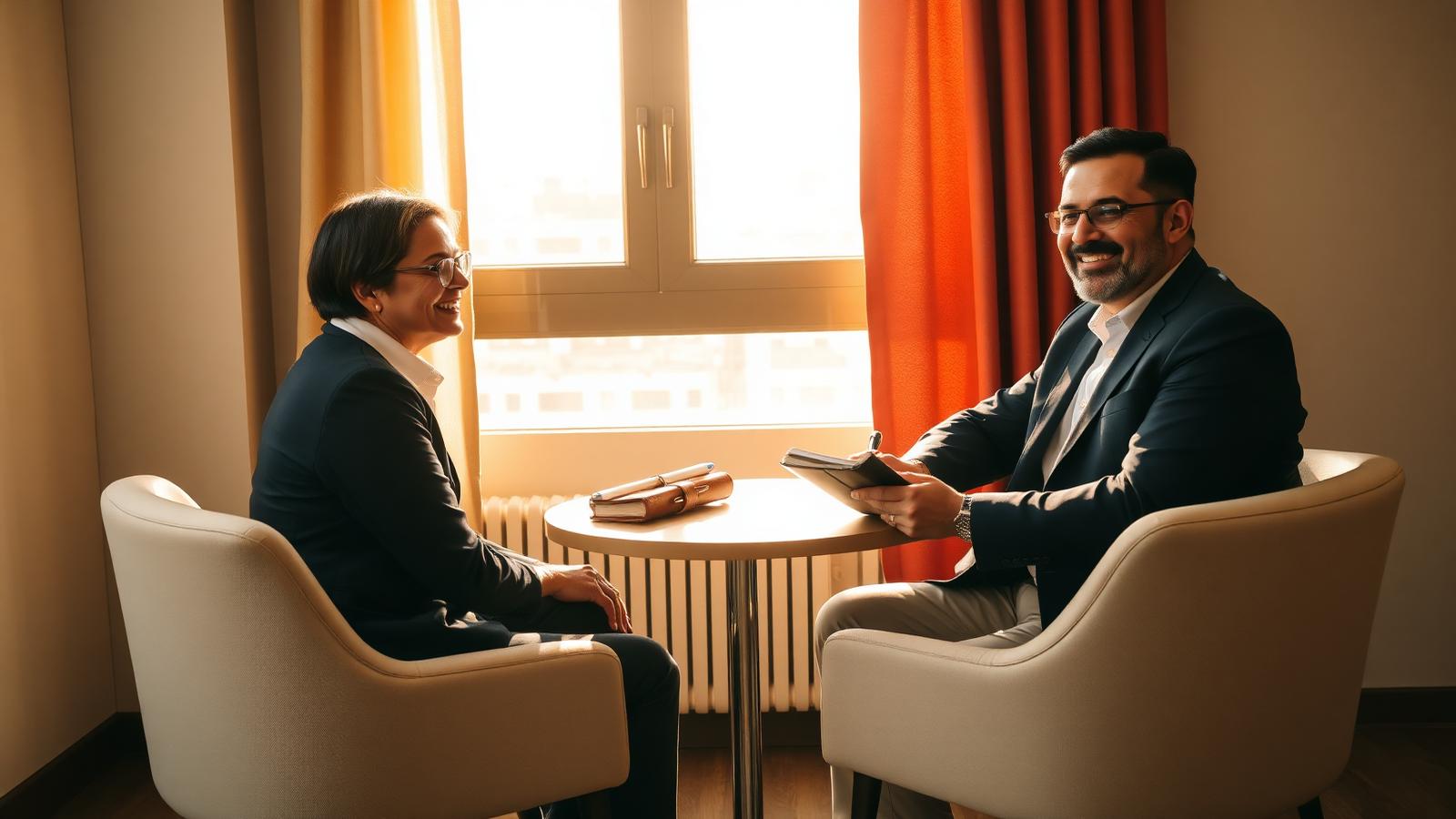Coach and client in a one-on-one coaching session